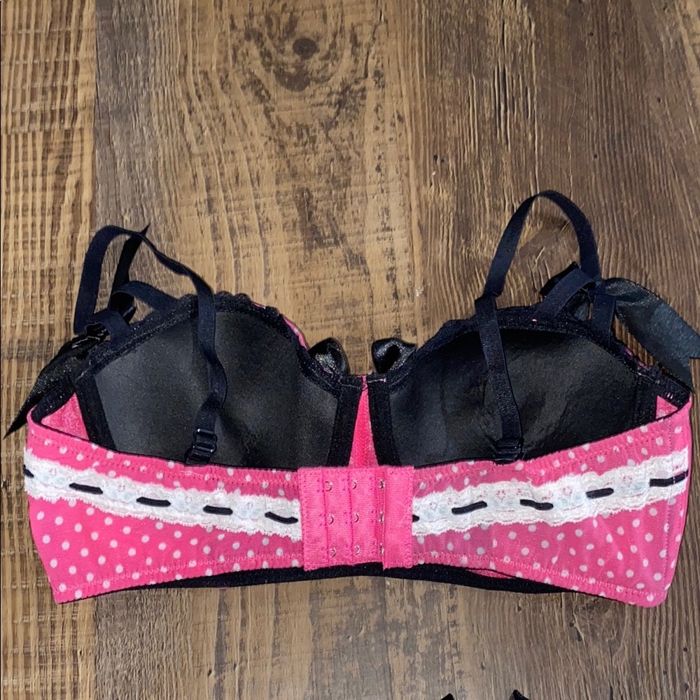 Pink and Black Polka Dot Lingerie Set - Picture 5 of 11